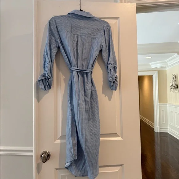 Heartloom Blue Long Sleeve Cuffed Collar Shirt Dress - Picture 5 of 5